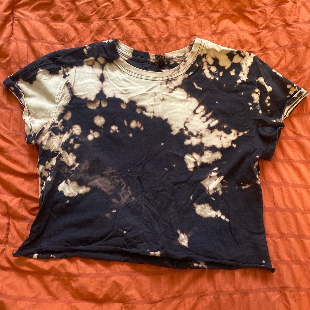 Tie-Dye Women's Top - Black and Cream